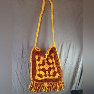 Vintage Handcrafted Checkered Crochet Crossbody Purse